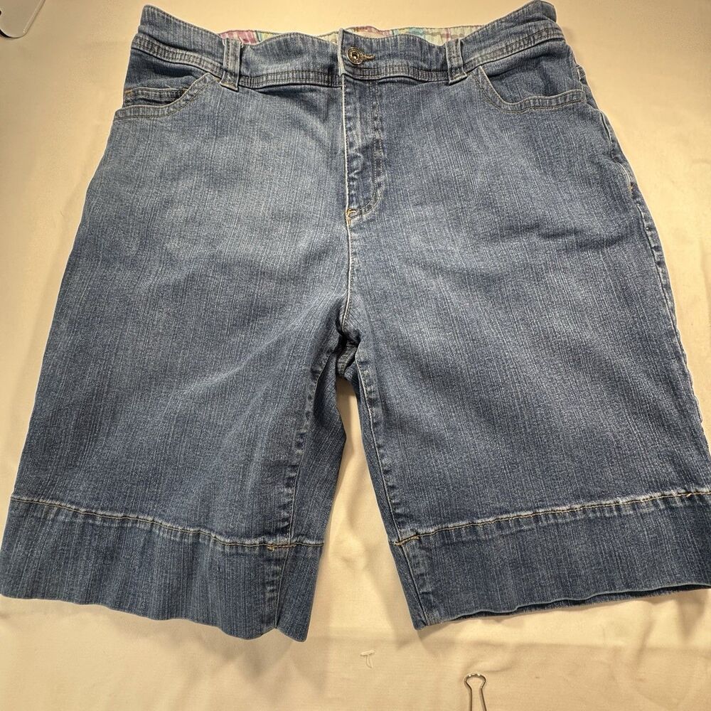 Christopher & Banks Womens 14 Denim Bermuda Shorts Blue Jean Walking Shorts
